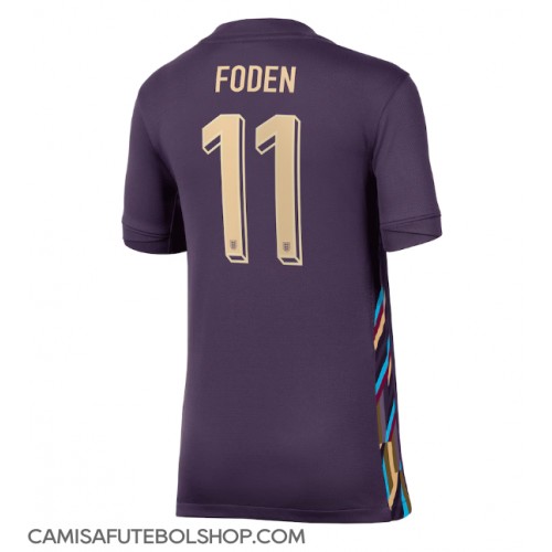 Camisa de time de futebol Inglaterra Phil Foden #11 Replicas 2º Equipamento Feminina Europeu 2024 Manga Curta